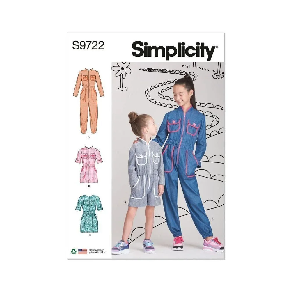 Simplicity Sewing Pattern 9722 R11705 Jumpsuit Romper Dress Girls‎ Size 3-6